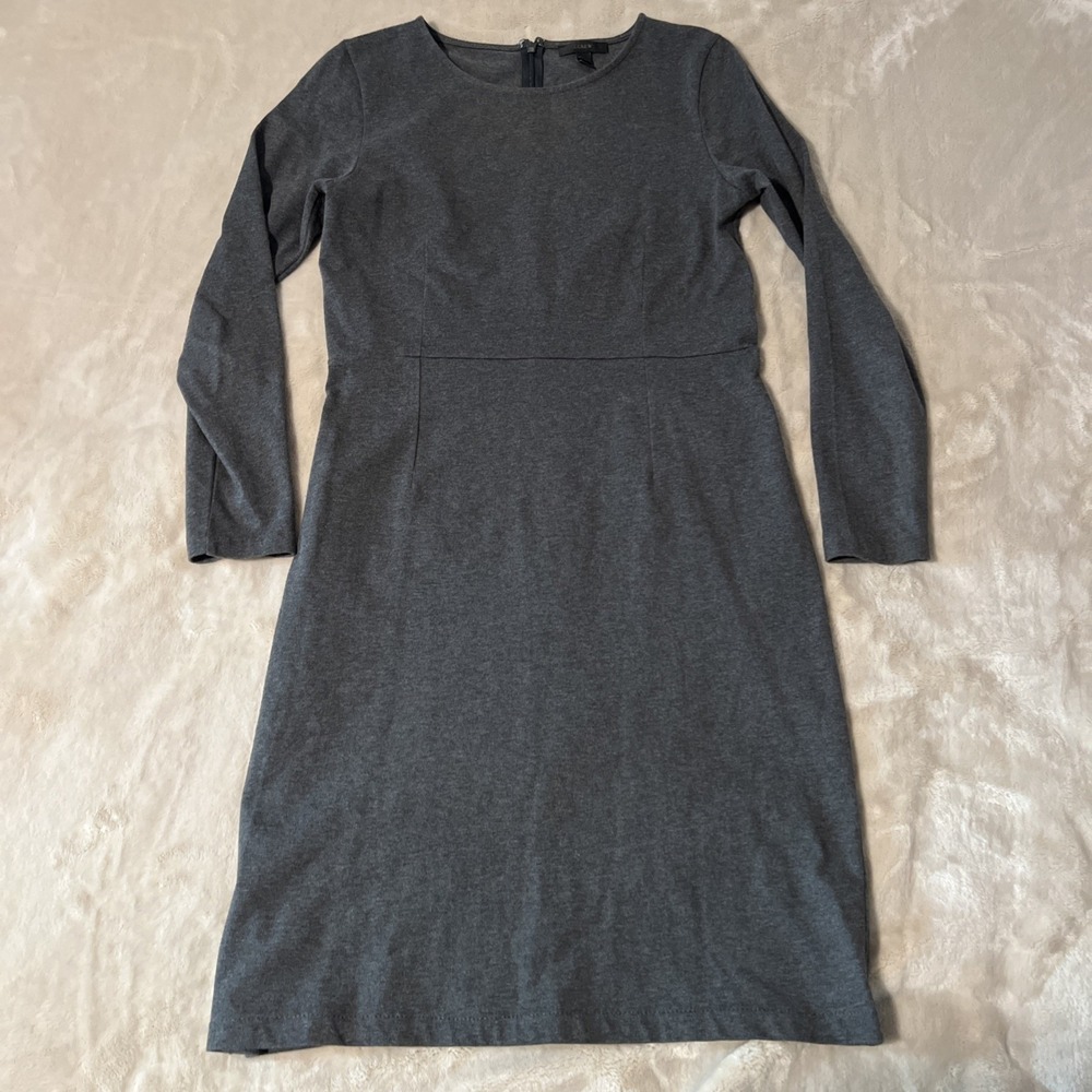 J. Crew Gray Stretch Ponte Dress Long Sleeve Women's Size 6